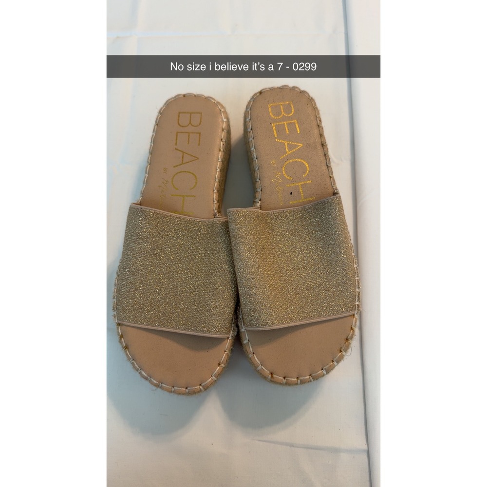 Beach by Matisse Sunkissed Gold Glitter Platform Espadrille Slide Sandals 7